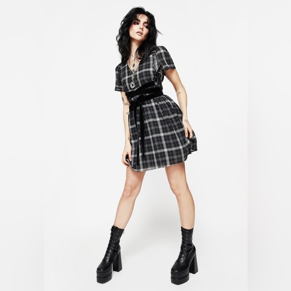 NWT Disturbia Dilemma Check Mini Smock Dress US 2 / UK 6 - Picture 5 of 8